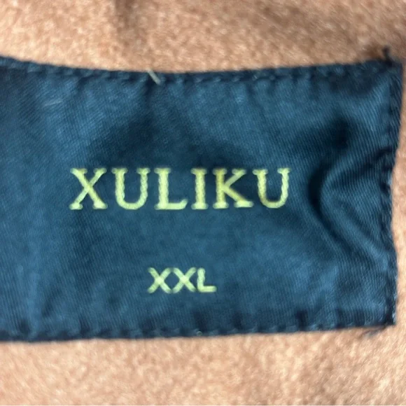 EUC XULIKU Women's Brown Double-Breasted Trench Coat Faux Fur Collar Size XXL - Picture 14 of 16